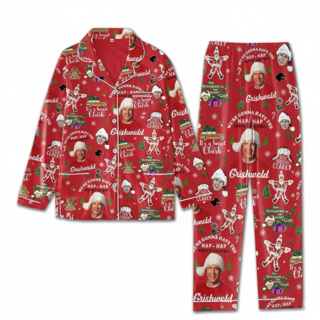 Clark Griswold Family Christmas Pajamas, Matching Holiday PJs, Adult & Kids Sleepwear Set