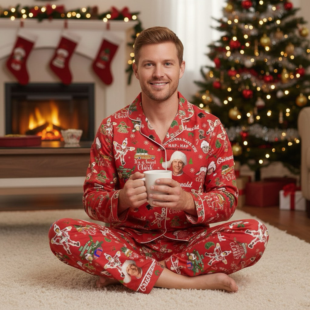 Clark Griswold Family Christmas Pajamas, Matching Holiday PJs, Adult & Kids Sleepwear Set