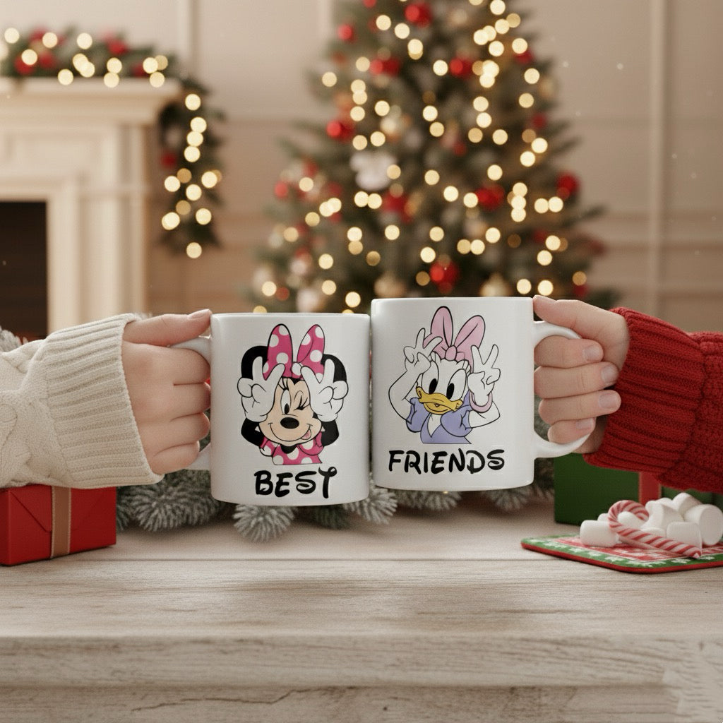 Minnie & Daisy Best Friend Mug 11oz – Cute Friendship Coffee Cup, BFF Gift for Her, Cartoon Ceramic Mug